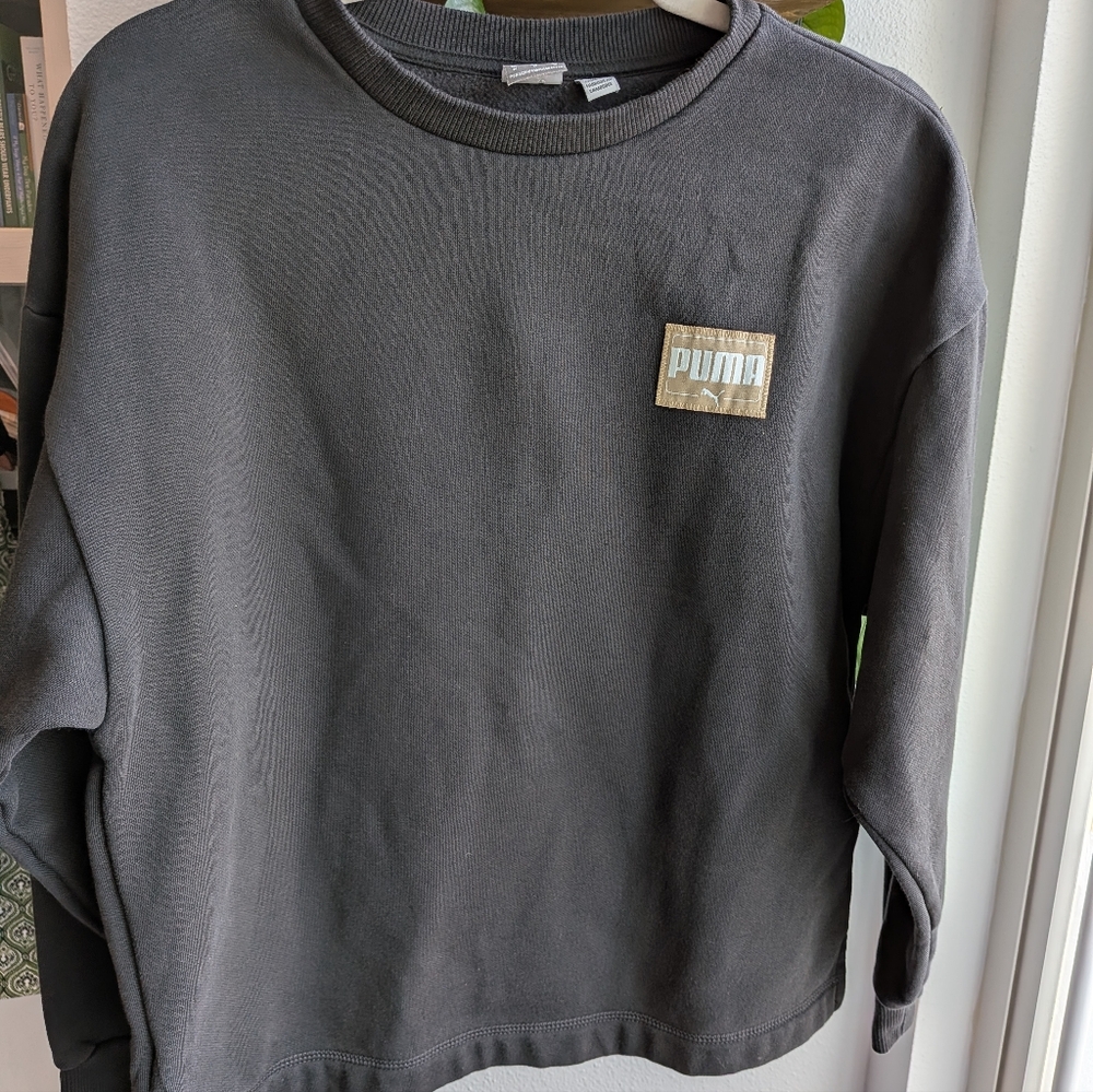 PUMA "Forever Better" Crewneck Sweatshirt - Black & Gold - Size Medium